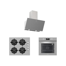 Silverline BO6502S02 - CS5343S01 - 3457 Soho 60 Gri Cam Ankastre Set
