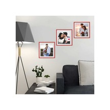 21x21 Cm Yapışkanlı Sök Tak Kare Çerçeveler - 3'lü Kırmızı Renk Çerçeve
