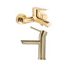2 Li Set Kaliteli Gold Renk Lüx Gövde Banyo Ve Kartal Banyo Lavabo Musluğu Bataryası Diğer
