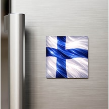 Finlandiya Finland Abstract Ülke Bayraklı Buzdolap Magneti - 9x9 Cm