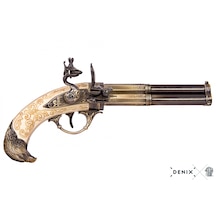 Denix 3 Barrel Eagle 18th France Pistol 30cm Koleksiyon Obje