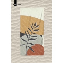 Marte Home Abstra 2 - Baskılı Plaj Havlusu Kahverengi