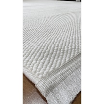 Elvey Home Krem İskandinav Yumuşak Bukle Minimalist Tozumaz Salon Koridor Oturma Odası Özel Kesim Halı Yolluk Krem