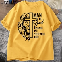 Flood Of Style Adam Tanrı T Shirt Kadın Hıristiyan Baba T-shirt Koca Babalar Günü Tshirt Rahat Pamuk Kısa Ko Sarı