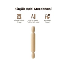 Kamptek Ahşap Atölyesinden Küçük Hobi Kurabiye Merdanesi Oyun Hamuru Merdanesi Doğal 24 Cm