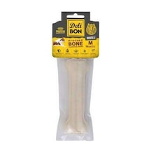 Beyaz Deri Pres Kemik Köpek Ödülü 15 Cm Medium