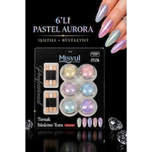 Misyul 6'lı Pastel Aurora Tozu Seti İnci Parlaklığında Soft Yansımalı Nail Art Tırnak Süsleme Tozu