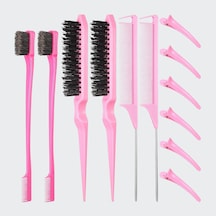 12 Parça Saç Fırçası Seti, Çift Taraflı Saç Kenar Fırçası, Kadınlar İçin Pürüzsüz Tarak, Bakım Kuyruğu Tarağı