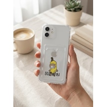 İphone 12 Boş Yapma Muz Detaylı Kart Bölmeli Şeffaf Telefon Kılıfı Mh-hs7179-5926