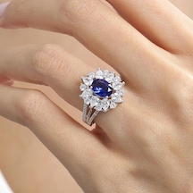 Mia Vento Effective Diamond Paris Işıltısı Sentetik Safir Taşlı Gümüş Yüzük