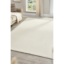 Mariesse Home Puffy Düz Renk Peluş Kalın Dokuma Kesme Yolluk Makina Dokuma Halısı 4500-krem