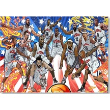 Cakasepetim Nba Rüya Takımı Çizim Ahşap Mdf Tablo