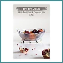 Bezos Akrilik Barok Şeffaf Büyük Oval Meyve & Salata Kasesi & Karıştırma Kabı / 3,3 Lt Cam Değildir Mac