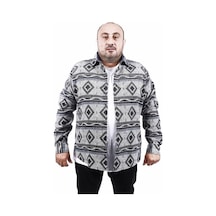 Moc Grande Mocgrande Büyük Beden Oduncu Gömlek Gray Wolves 22213 Sıyah Siyah