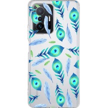 Xiaomi Mi 11t Pro İle Uyumlu 1mm Slim Fit Nazar Boncuğu 3 Baskılı Şeffaf Kılıf Şeffaf