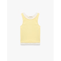 Koton Kaşkorse Pamuklu İkili Katmanlı Kolsuz Halter Yaka Bluz Sarı 6sal30329ık