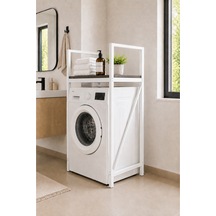 Lifos Siyah/beyaz Raflı Çamaşır Makinesi Dolabı Kurutma Makinesi Dolabı Metal Banyo Dolabı