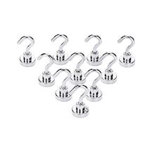 10 Adet 16 MM Pot Mıknatıs - Güçlü Neodyum Askı Kanca Mıknatıs N11.6992