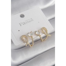 Dodes Dodes Pirinç Gümüş Renk Zirkon Taşlı Kalp Model Kadın Küpe Tg27bkp9781 Çok Renkli