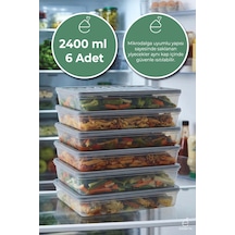 6 Adet 2400 Ml Saklama Kabı Kapaklı Plastik Buzdolabı Düzenleyici Mikrodalga Uyumlu Set Renkli
