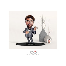 BK Gift Kişiye Özel Erkek Patron Karikatürlü Ahşap Biblo-3