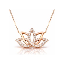 Gümüş Rose Lotus Çiçeği Kolye Çok Renkli Çok Renkli