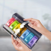 Haftalık İlaç Depolama Düzenleyici Hap Kutusu Tutucu Kap Hap Kutusu İlaç Tablet Taşınabilir Dağıtıcı Düzenleyici Yarım Siyah,