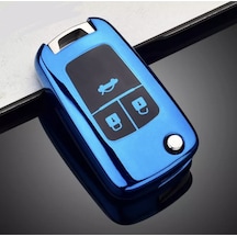 Chevrolet Uyumlu Cruze Parlak Anahtar Kılıfı Mavi Renk