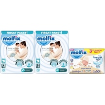 Molfix Premium Bebek Bezi Beden:2 3-6kg Mini 140 Adet + 3 Adet Mendil 2'li