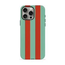 Apple iPhone Uyumlu 15 Pro Vorian Çift Katmanlı Kılıf Terracotta Mint Stripe