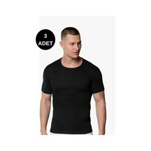 Gümüş Spor Kollu Sıfır Yaka Fanila -ribana-4050 3 Lü Paket Siyah