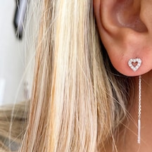 Simurg Jewellery 14 Ayar Beyaz Altın Taşlı Küpe