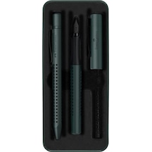 Faber Castell Grip Edition Dolma Kalem-tükenmez Kalem Matal Kutu Hediye Seti Mistletoe Yeşil