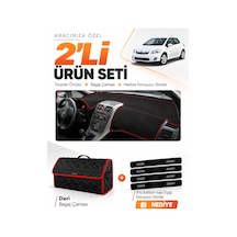 E-biz Toyota Aurıs E150 2006-2012 Uyumlu Torpido Örtüsü + Deri Çanta - Siyah-kırmızı - To005