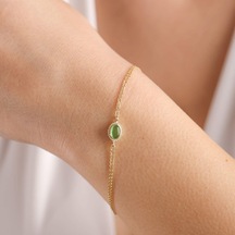 Altın Vintage Bileklik Opal Green Sarı Altın