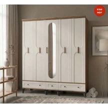 Samara Mdf Aynalı 5 Kapaklı Dolap Bej