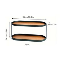 Maxaccess Büyük Boy Kahverengi 2 Katlı Deri Ve Metal Saklama Rafı - Banyo, Yatak Odası Kahverengi