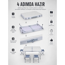 Valiz Tipi Katlanabilir Piknik Masası 4 Tabureli Taşınabilir Kamp Masası Çok Renkli