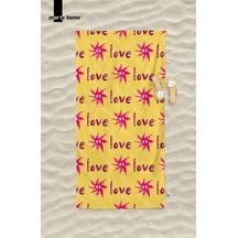 Marte Home Love Baskılı Renkli Plaj Havlusu Sarı