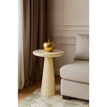Krem Renk Doğal Masif Mantar Sehpa Şık Ve Minimal Yan Sehpa - Coffee Table - Zigon Bej