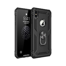 İphone Xs Max Kılıf Sofya Yüzüklü Silikon Kapak - Siyah