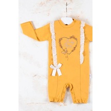 Veraura Lifestyle Love Nakışlı % 100 Pamuk Kız Bebek Tulumu Sarı