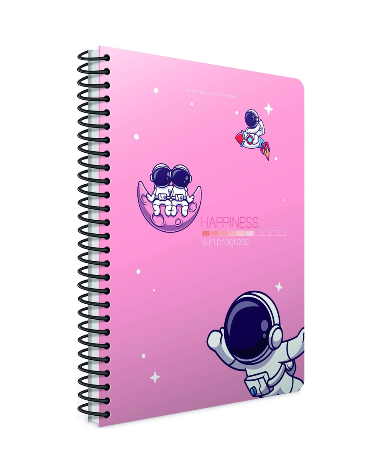 Happıness Spiralli Karton Kapak A5 80 Yaprak Çizgili Defter Pembe