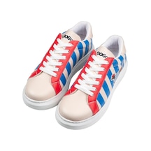 Kadın Vegan Deri Beyaz Sneakers - Mon Amour Tasarım Çok Renkli