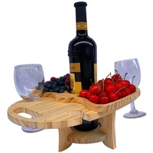 Açık Piknik Masası Ahşap Katlanabilir Şarap Rafı Ahşap Rengi