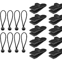 Dolıty 10/12 Adet Tente Tarp Kelepçe Seti Çadır Klipsleri 10-klips+siyah-bungee Siyah