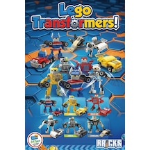 342 Parça 6'lı Dönüşen Robot Araba Seti - Lego Uyumlu Eğitici Blok Yapım Oyuncağı