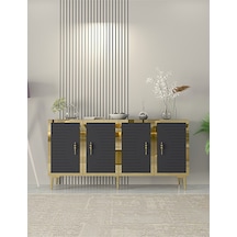 Ka1508ag Tuna Konsol, Tv Sehpası Antrasit-gold 150cm Antrasit / Koyu Gri - Gold