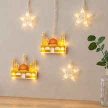 Ramazan Led Perde Lamba 3m Fişli, Eklemeli - Sarı Cami Ve Yıldız Belirtilmemiş