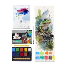 25x35 15 Sayfa Teknik Çizim Kağıdı 200 Gr Cretacolor Tablet Sulu Boya 10 Renk Set